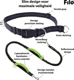 Filo Elastische Hondenriem Middel - Hardlopen En Wandelen - Hardloopriem Hond Handsfree Met Heuptasje - Looplijn Met Heupriem - Canicross Gordel Honden - Riemen - Heupgordel - Leiband -Dierenwinkel 1112x1200