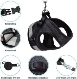 Merkloos Kattentuigje Met Looplijn | Zwart Kattenharnas | Easy Step In | Kattenriem | Kattenlijn | Kattentuig | Maat S -Dierenwinkel 1173x1200 3