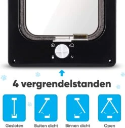 BFreshPets Kattenluik + Massageborstel - Met Tunnel - 4 Vergrendelingsstanden - Weersbestendig - Maat L - Zwart - 27 X 24 Cm -Dierenwinkel 1177x1200 2