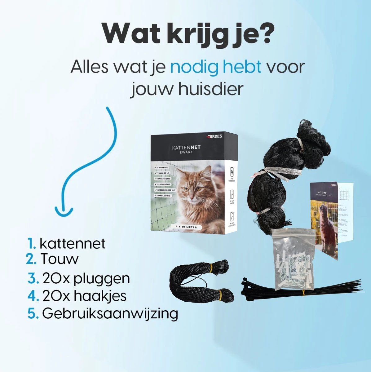 Kattennet Voor Balkon 4 X 10 M - Kattennet - Katten Gaas - Zwart 10 Kattennet Voor Balkon 4 X 10 M - Kattennet - Katten Gaas - Zwart - Afbeelding 8