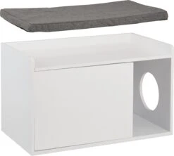 Relaxdays Kattenbak Ombouw - Met Zitkussen - Kattenhuis Wit - Kattenmeubel - Kattenkast -Dierenwinkel 1200x1080 4