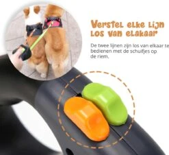 Dubbele Honden Riem – Leiband Hond – Hondenlijn – Looplijn Hond – 2 Honden – 3 Meter – Tot 12kg Per Hond – Reflecterende Lijnen – Met Zaklamp – 360° Draaien – Verstelbaar - Zwart -Dierenwinkel 1200x1096 1
