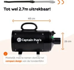 Captain Pup's Professionele Hondenföhn Met 4 Opzetstukken - Bijgeleverde Hondenborstel - Waterblazer Voor Honden - Zwart -Dierenwinkel 1200x1145 1