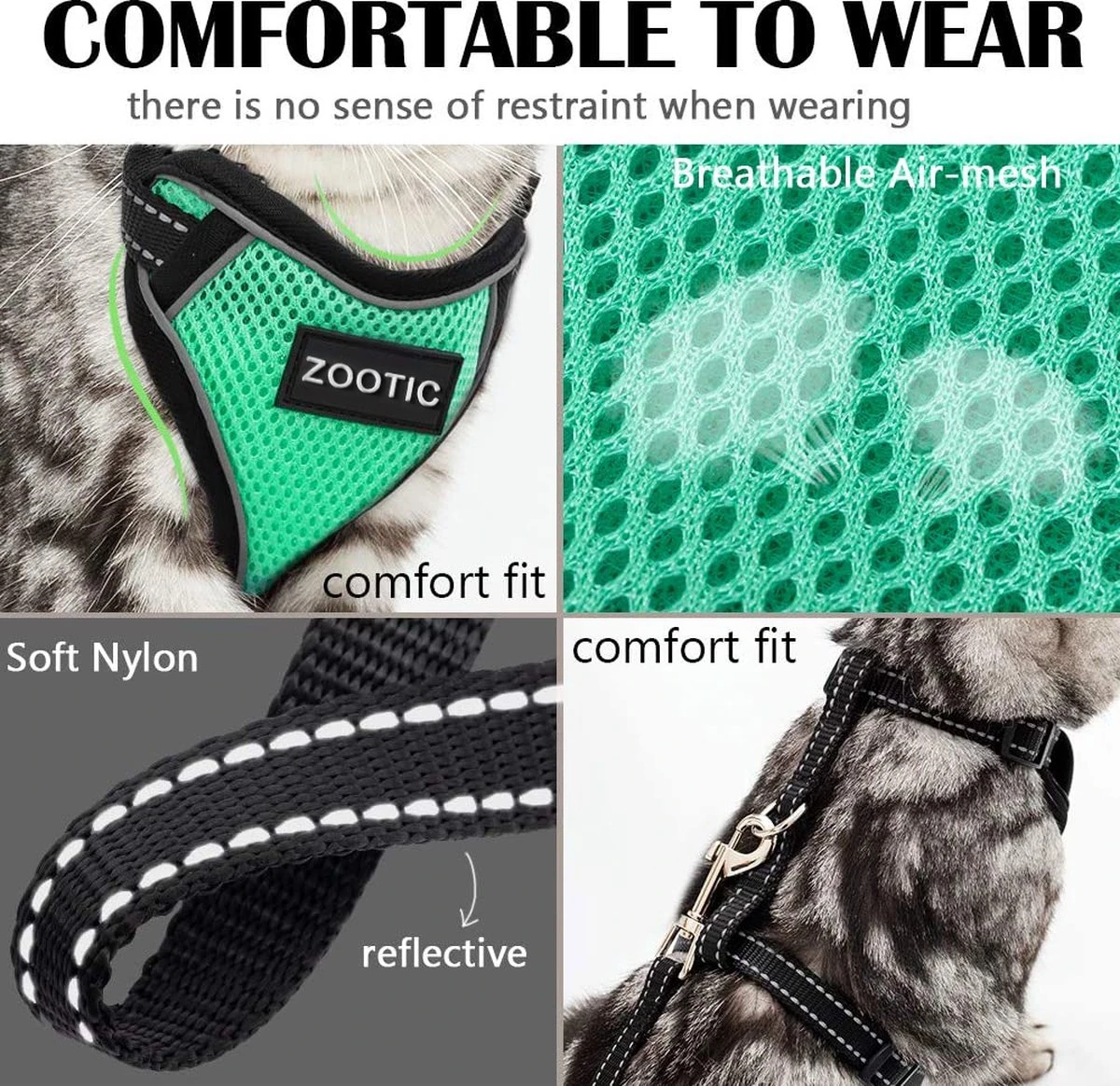 Kattentuigje Met Leiband Riem Kattenharnas Groen Maat M Kat & Kitten - Dieren Kattenriem - Cat Leash - Halsomvang 20 Tot 26cm - Borstomvang 30 Tot 34cm - Zootic® 9 Kattentuigje Met Leiband Riem Kattenharnas Groen Maat M Kat & Kitten - Dieren Kattenriem - Cat Leash - Halsomvang 20 Tot 26cm - Borstomvang 30 Tot 34cm - Zootic® - Afbeelding 7