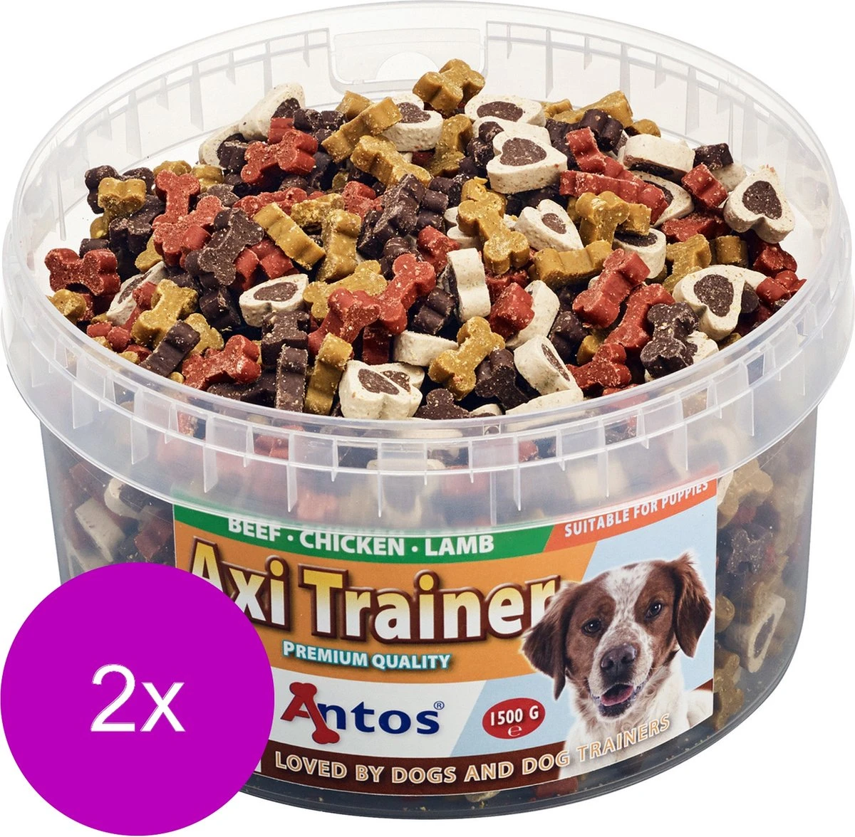 Antos Axi Trainer - Hondensnacks - 2 X Kip Lam Rund 1500 G
