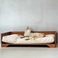 STUDIO ANIMAUX Hondenmand Met Katoenen Kussen (maat L) | 119 X 76,5 Cm | Hondenbed | Hondensofa | Hondenbank | Hout | Bruin -Dierenwinkel 1200x1200 110