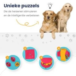Snuffelmat 70x70cm Inclusief Rubberen Massage Bal & E-book - Speelmat Hond - Denkspel Hond - Puppy Speelgoed - Anti Schrok Mat - Honden Snoepjes - Cadeau Tip -Dierenwinkel 1200x1200 12