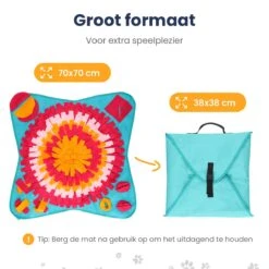 Snuffelmat 70x70cm Inclusief Rubberen Massage Bal & E-book - Speelmat Hond - Denkspel Hond - Puppy Speelgoed - Anti Schrok Mat - Honden Snoepjes - Cadeau Tip -Dierenwinkel 1200x1200 13