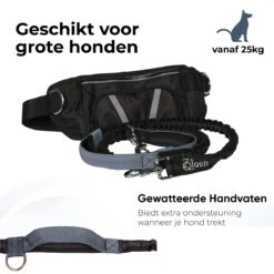 Canicross Looplijn Hond Met Heupriem Voor Hardlopen - Elastische Handsfree Hondenriem - Honden Trainingslijn - 150/200cm - Grijs -Dierenwinkel 1200x1200 181