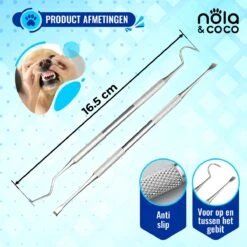 Nola & Coco® Tandsteen Verwijderaar Set Inclusief Bewaardoosje - Tandenkrabber - Set Van Twee - Hond - Kat - Tandenborstel - Tandplak Verwijderen - Tandenstoker - Honden Tanden Schoonmaken - Tandenhaakje - Gebitsreiniging -Dierenwinkel 1200x1200 185
