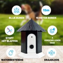 Vulpes Pets® Anti Blaf Apparaat Pro - Anti Blafband Voor Alle Honden - Luxe Hondentrainer - Diervriendelijk & Zonder Schok - Inclusief 9V Batterij - Waterbestendig - Ophangbaar - Instelbare Ultrasone Niveauregeling - 4 Standen -Dierenwinkel 1200x1200 366