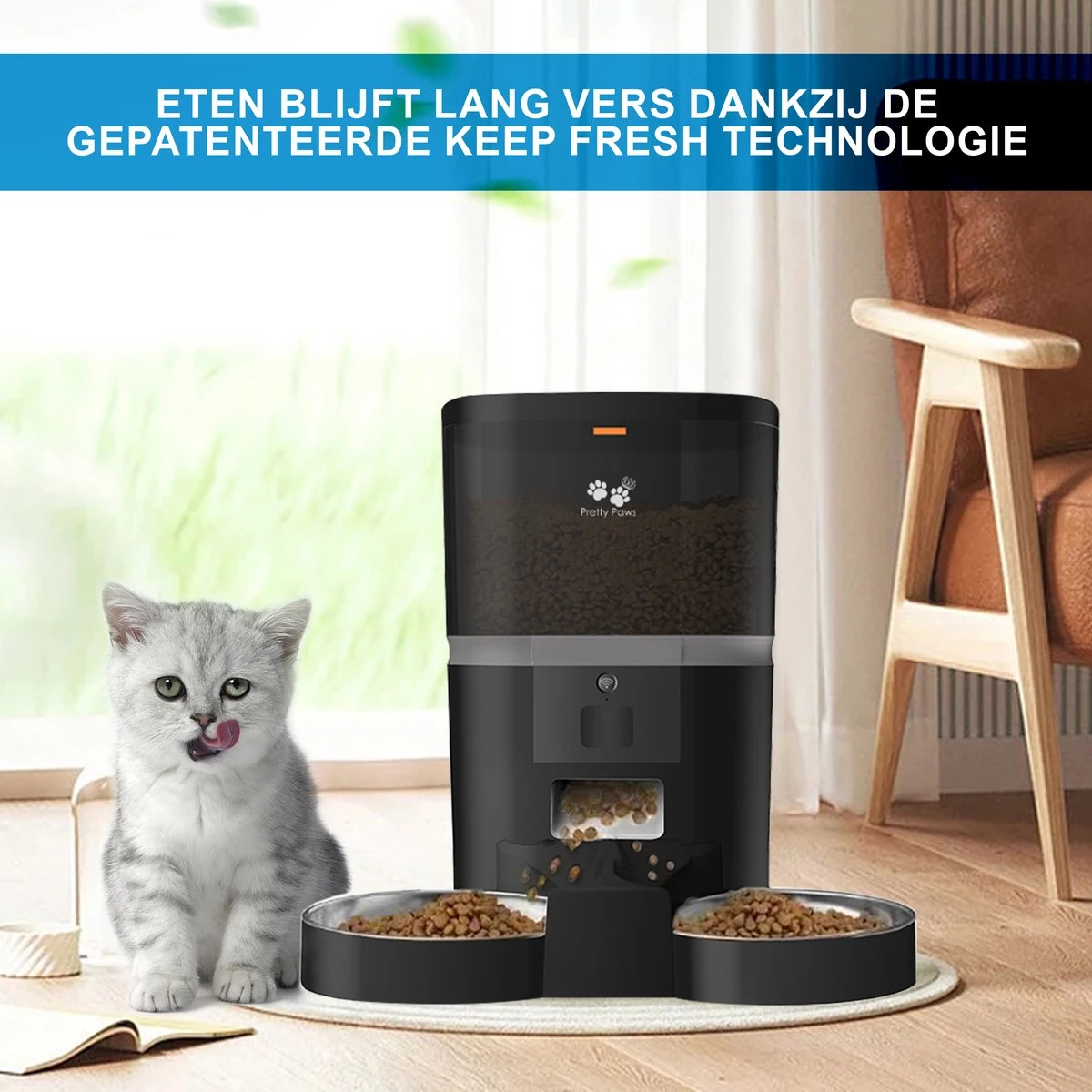 Pretty Paws QQ003 - Wifi Voermachine - Dubbele Voerbakjes - Zwart - Kat - 6L 5 Pretty Paws QQ003 - Wifi Voermachine - Dubbele Voerbakjes - Zwart - Kat - 6L - Afbeelding 3
