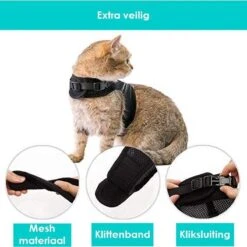 Zootic Kattentuigje Met Leiband Riem Kattenharnas Zwart Maat M Kat & Kitten - Halsomvang 20 Tot 26cm - Borstomvang 30 Tot 34cm -Dierenwinkel 1200x1200 481