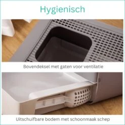 Kattenbak - 2 Uitgangen - Kattentoilet - Uitschuifbare Bodem - Met Schepje - Grijs 53 X 40 X 40 Cm -Dierenwinkel 1200x1200 494