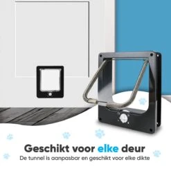 BFreshPets Kattenluik + Massageborstel - Met Tunnel - 4 Vergrendelingsstanden - Weersbestendig - Maat L - Zwart - 27 X 24 Cm -Dierenwinkel 1200x1200 501