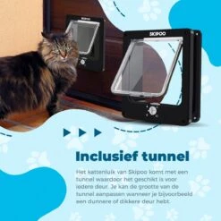 Skipoo Kattenluik Met Tunnel - Weerbestendig - Grote Kat - 4 Vergrendelingsstanden - Zwart -Dierenwinkel 1200x1200 521