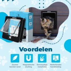 Skipoo Kattenluik Met Tunnel - Weerbestendig - Grote Kat - 4 Vergrendelingsstanden - Zwart -Dierenwinkel 1200x1200 522
