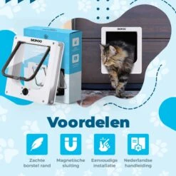 Skipoo Kattenluik Met Tunnel - Weerbestendig - Grote Kat - 4 Vergrendelingsstanden - Wit -Dierenwinkel 1200x1200 537