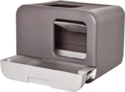 Kattenbak - 2 Uitgangen - Kattentoilet - Uitschuifbare Bodem - Met Schepje - Grijs 53 X 40 X 40 Cm -Dierenwinkel 1200x884