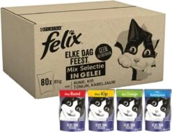 Felix Elke Dag Feest Mix Selectie In Gelei - Katten Natvoer - 80 X 85g -Dierenwinkel 1200x925 1