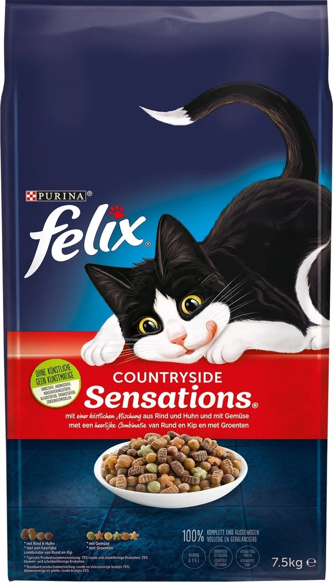 Felix Countryside Sensations Rund En Kip Met Groenten - Katten Droogvoer - 7.5kg 3 Felix Countryside Sensations Rund En Kip Met Groenten - Katten Droogvoer - 7.5kg