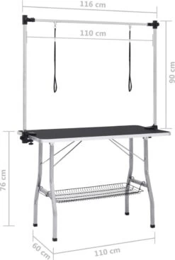 VIDAXL Hondentrimtafel Verstelbaar Met 2 Lussen En Opbergschap -Dierenwinkel 808x1200